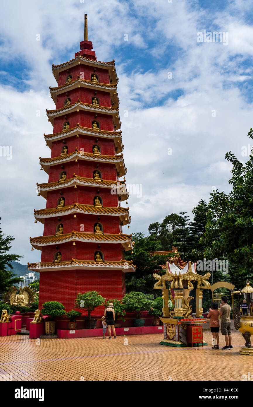 Pagode in 10000 Buddhas Kloster in Hongkong Stockfoto