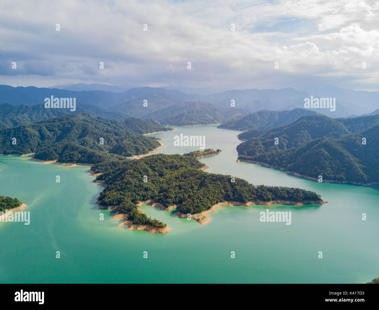 Luftaufnahme des schönen Crocodile Island, Qiandao Lake in Shiding District, Taipei City, Taiwan Stockfoto