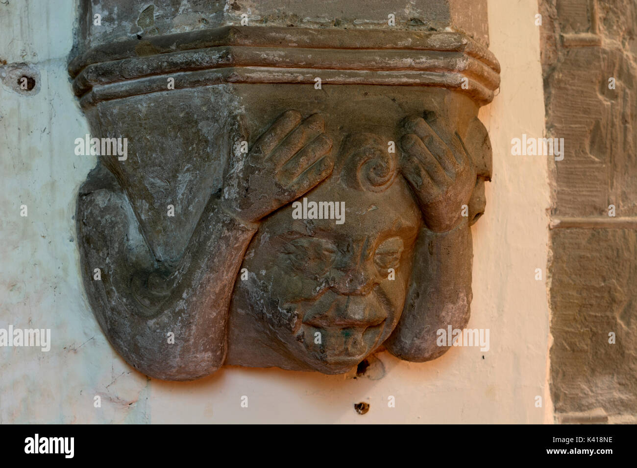 Ein Carving in St. Peter und Paul Kirche, Kingsbury, Warwickshire, England, Großbritannien Stockfoto