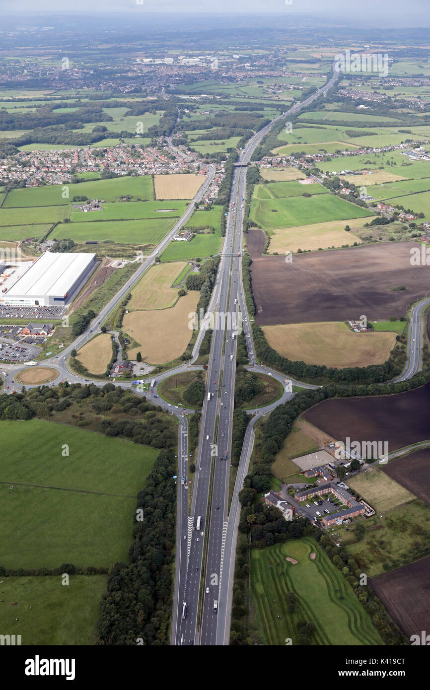 Luftaufnahme von der Kreuzung 3 der M61 Autobahn, Bolton, BL5 Stockfoto