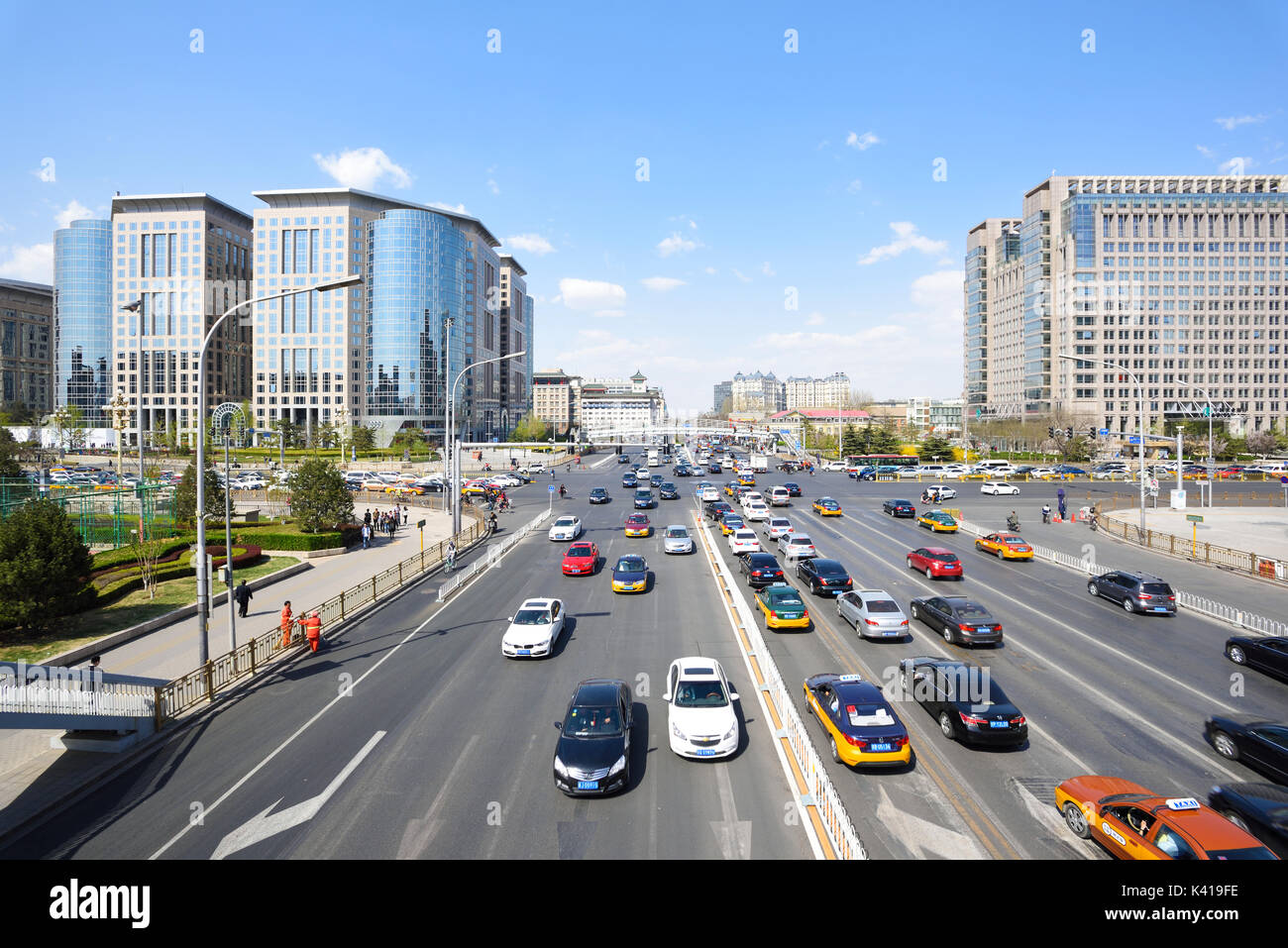 Beijing Wangfujing Avenue Landschaft Tagsüber, Peking, China. Stockfoto