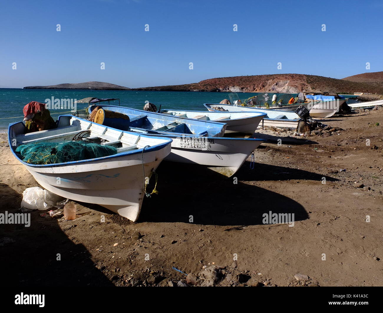 Fischerboote in La Paz BCS Stockfoto