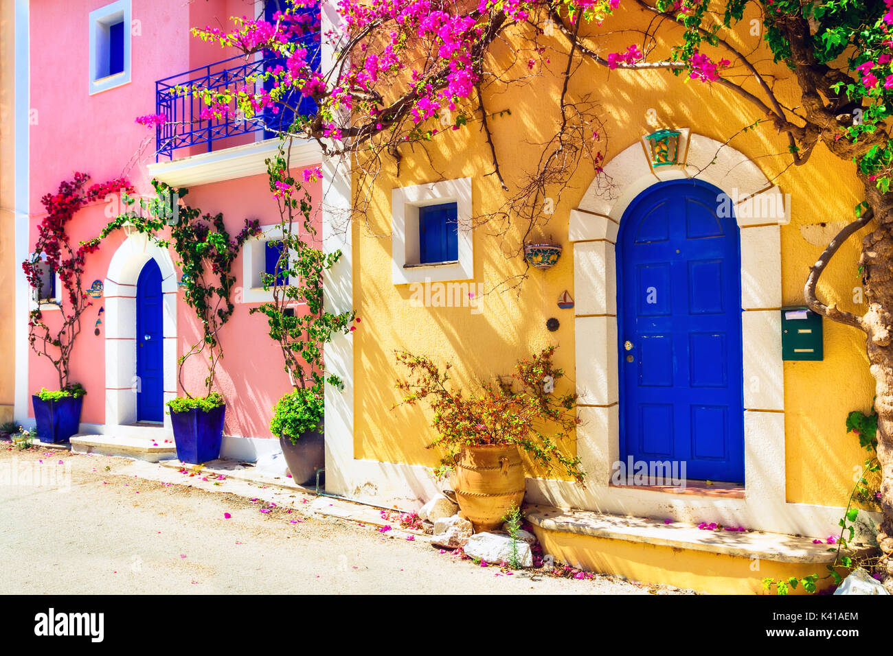 Alten Straßen von Griechenland, Assos, Kefalonia. Stockfoto