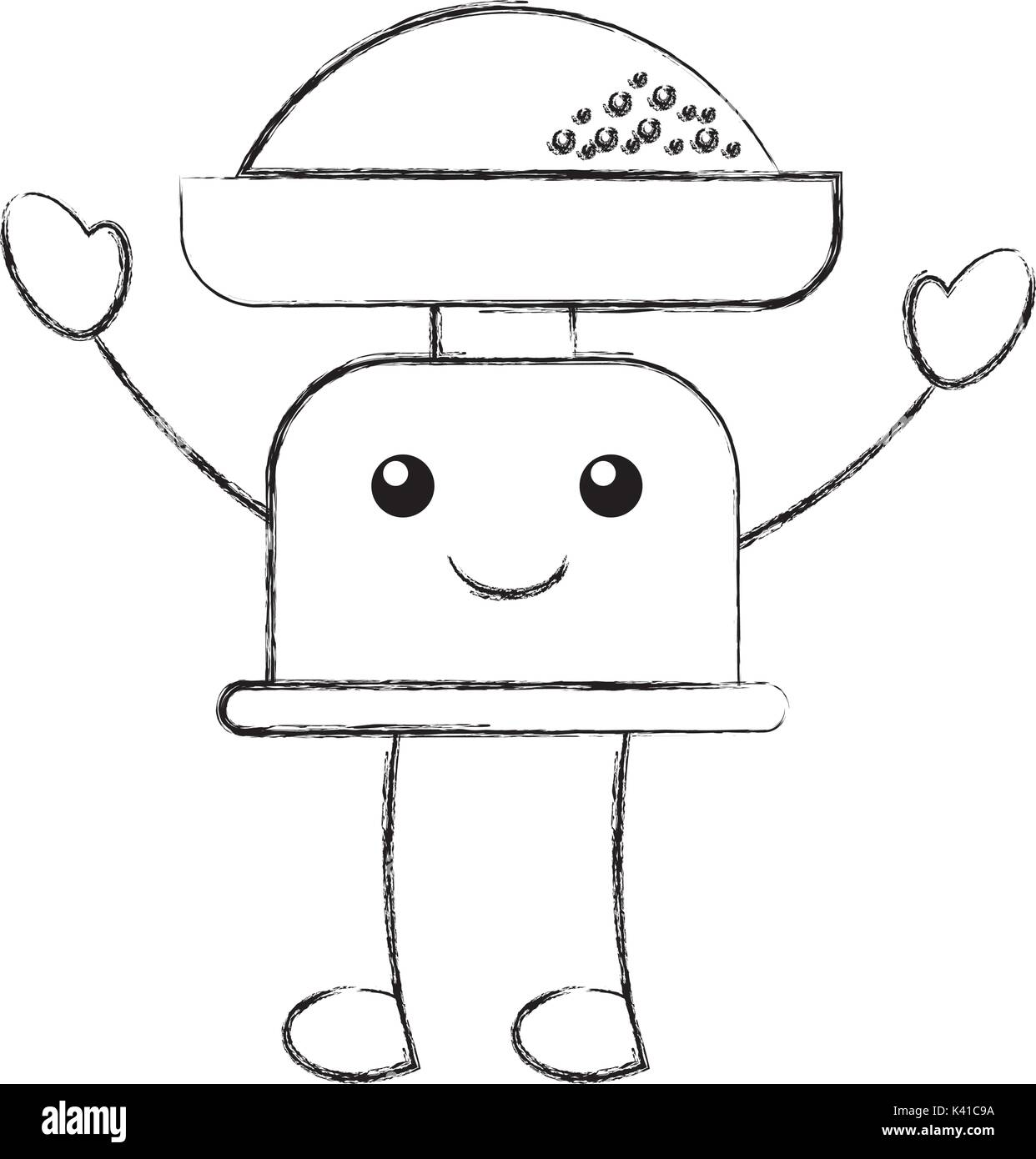 Cartoon Waage Mehl Küche Symbol Stock Vektor