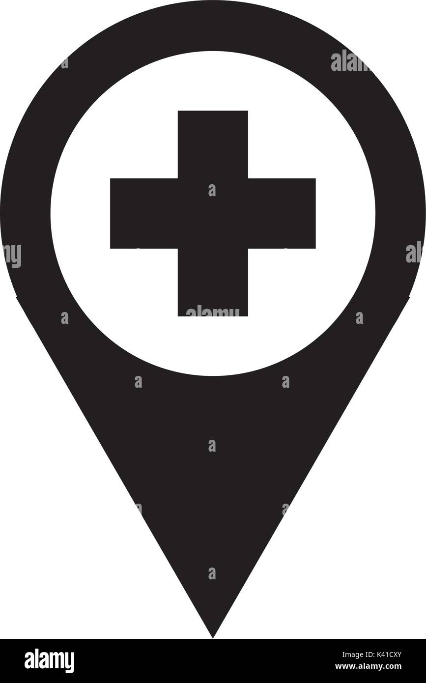Kartenzeiger Symbol Mit Cross Hospital Symbol Position Stock Vektorgrafik Alamy