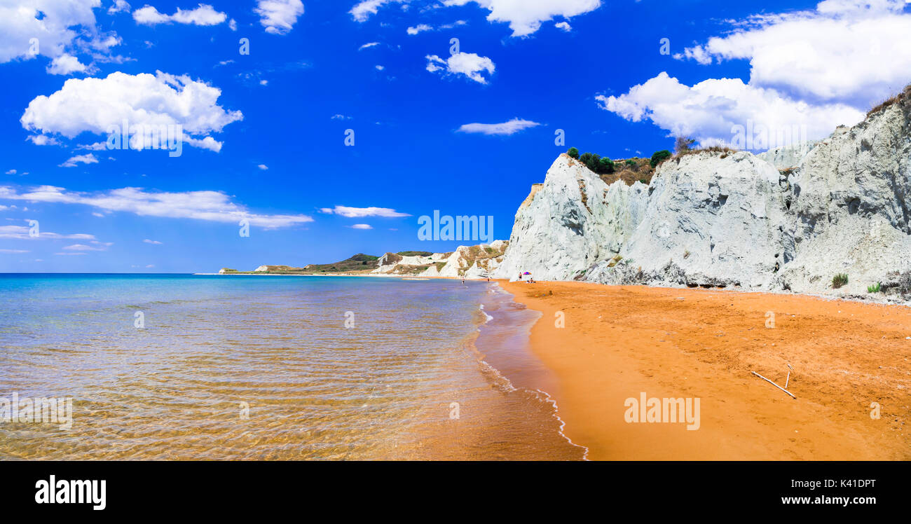 Beeindruckende Xi Strand, Insel Kefalonia, Panoramaaussicht, Griechenland. Stockfoto