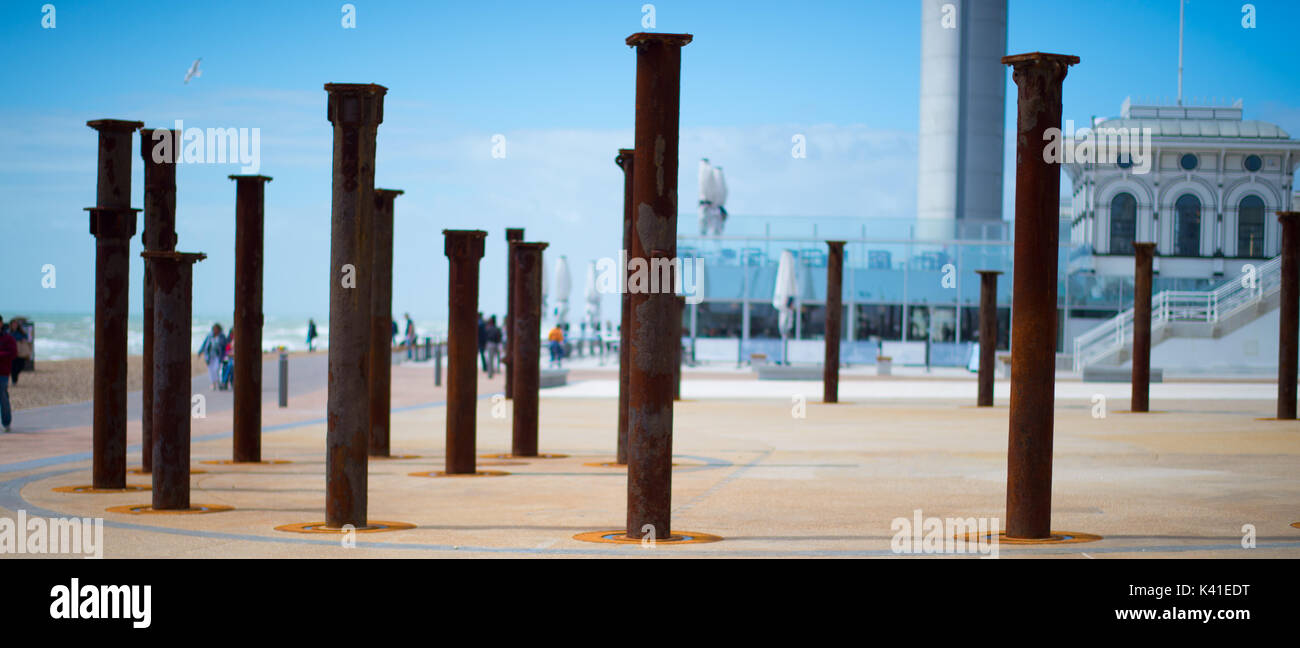 Reste der alten Brighton Pier Stockfoto