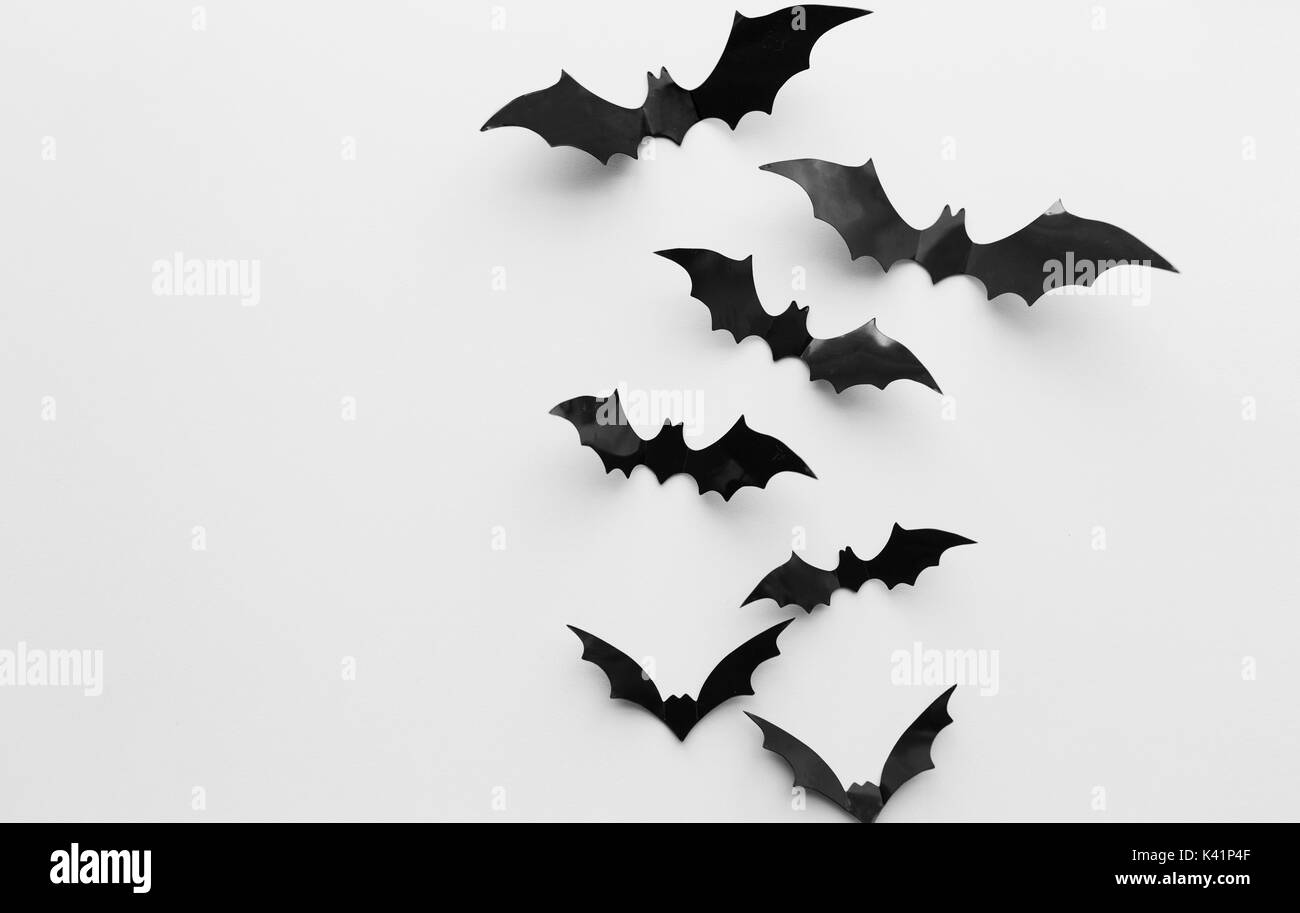 Halloween Dekoration der Fledermäuse auf weißem Hintergrund Stockfoto