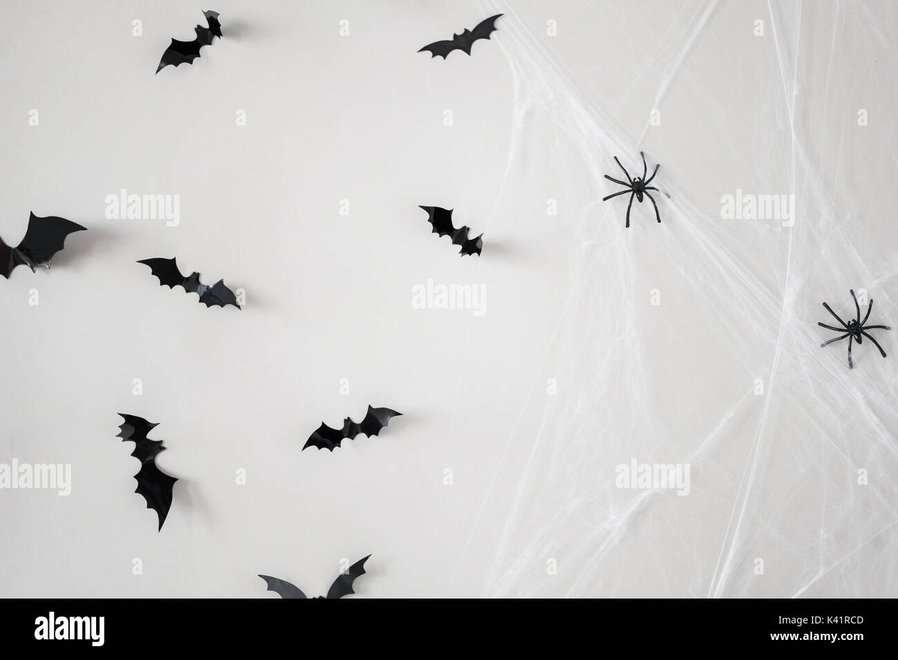 Halloween Dekoration der Fledermäuse und Spinnen auf der web Stockfoto
