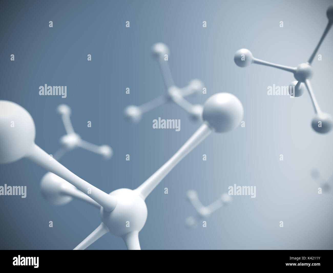 Weiß Molekülstruktur. 3D-Rendering. Stockfoto