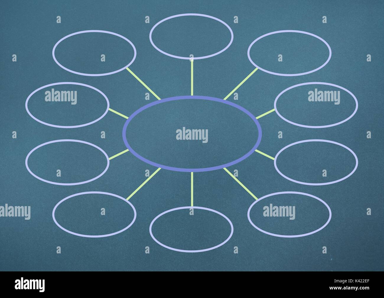 Digital composite von bunten Mind Map über blauer Hintergrund Stockfoto