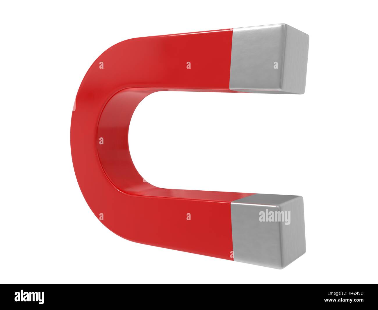 Einfache horseshoe Magnet. 3D-Illustration, isoliert auf weißem Stockfoto