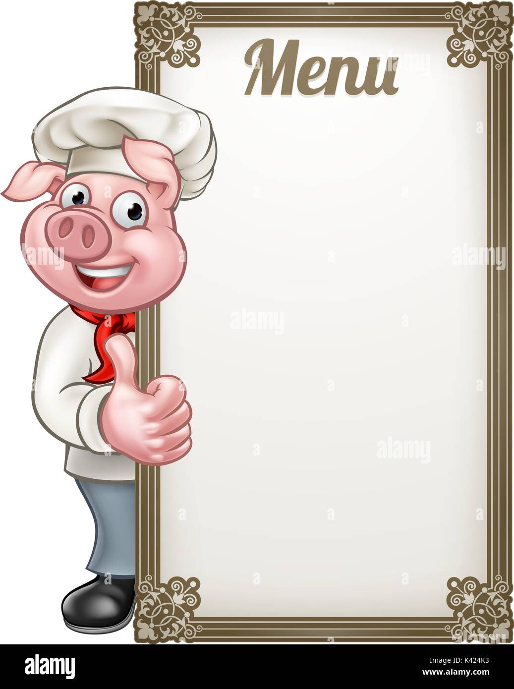 Schwein Küchenchef Zeichentrickfigur Chef Menü Stock Vektor