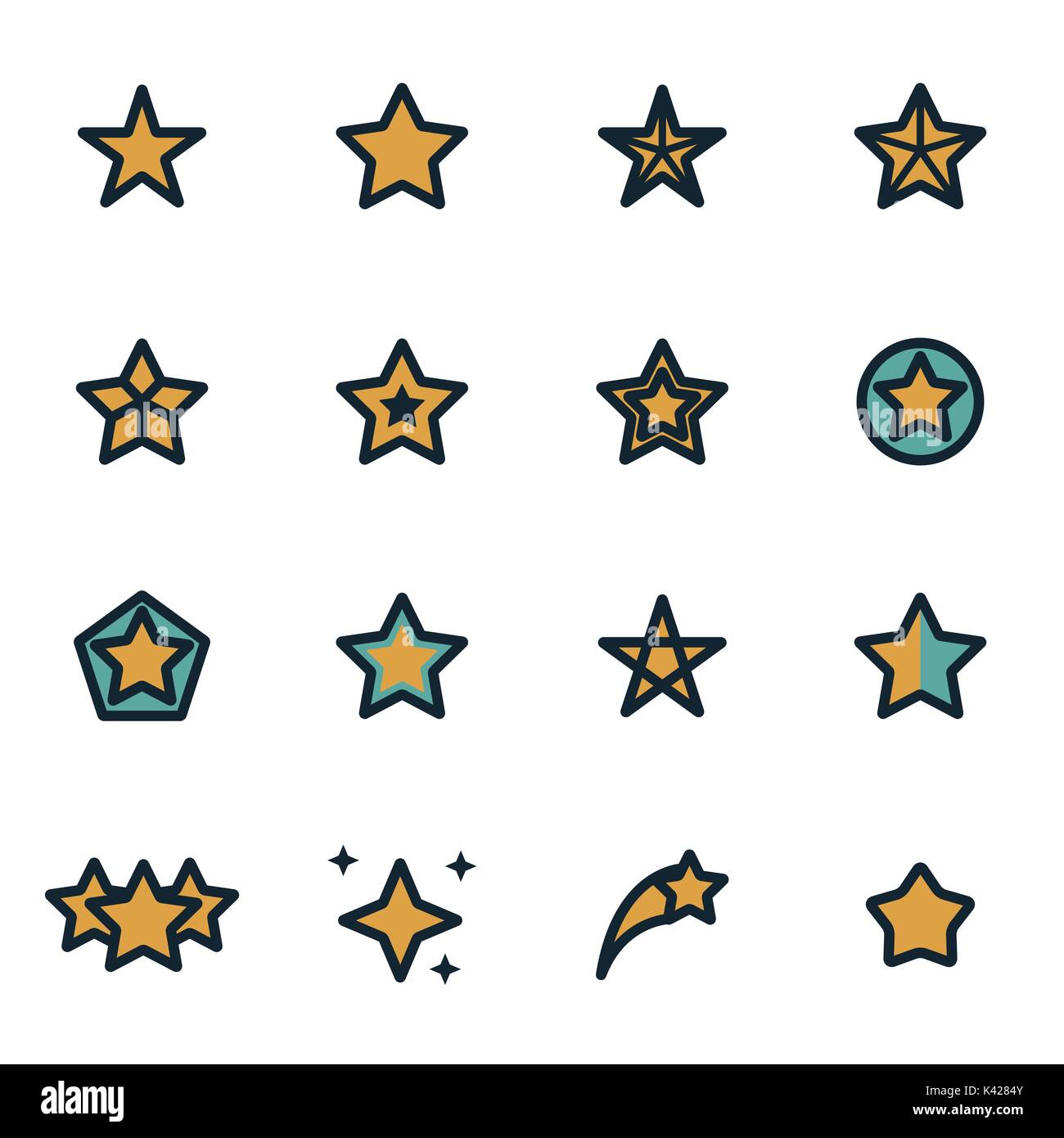 Vektor flachen Sterne Symbole setzen auf weißem Hintergrund Stock Vektor