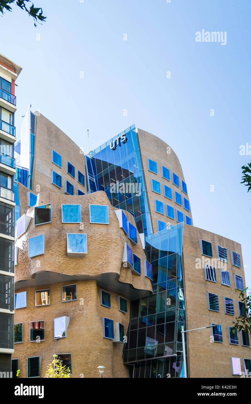 Das erste Gebäude in Australien entworfen von einem der weltweit einflussreichsten Architekten Frank Gehry. Seine nach Dr. Chau Chak Flügel benannt und beschrieben. Stockfoto