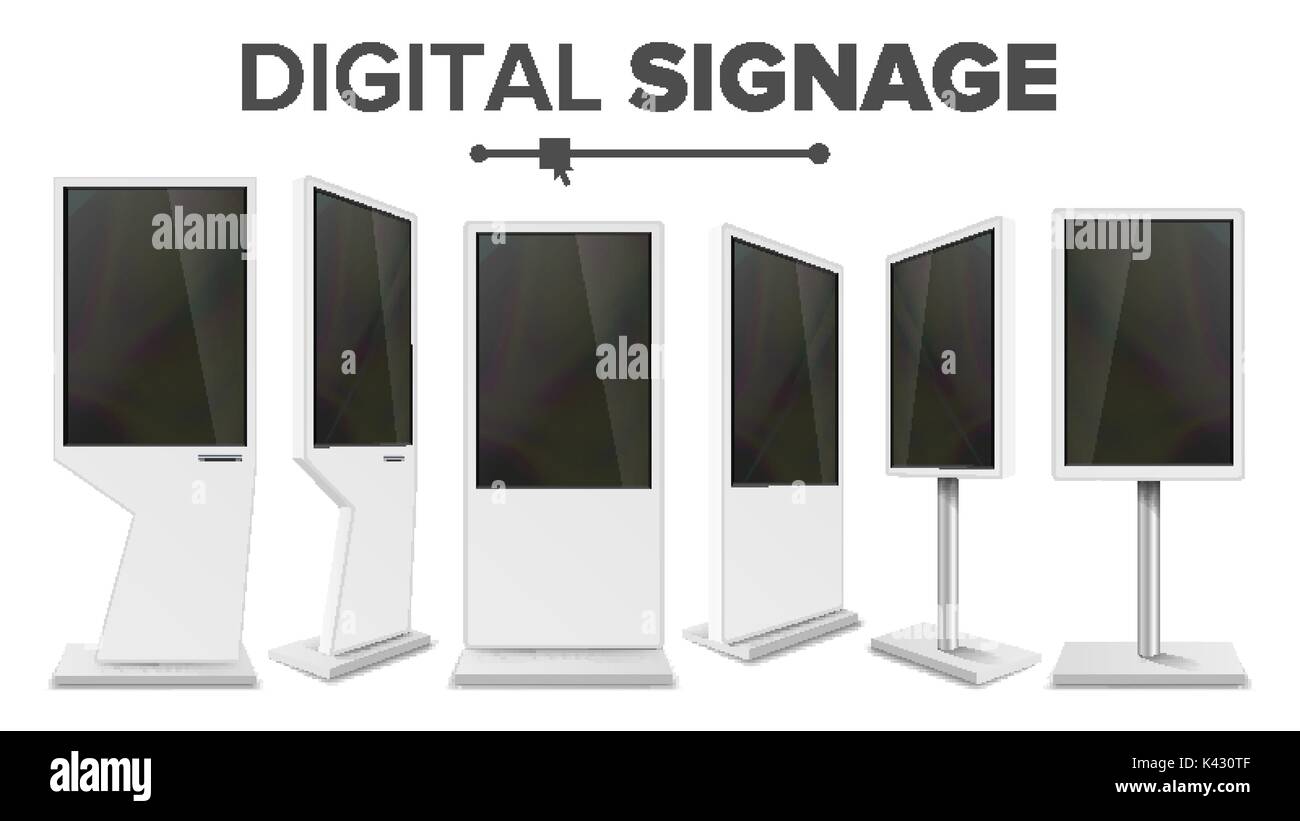 Digital Signage Touch Kiosk Set Vektor Display Monitors