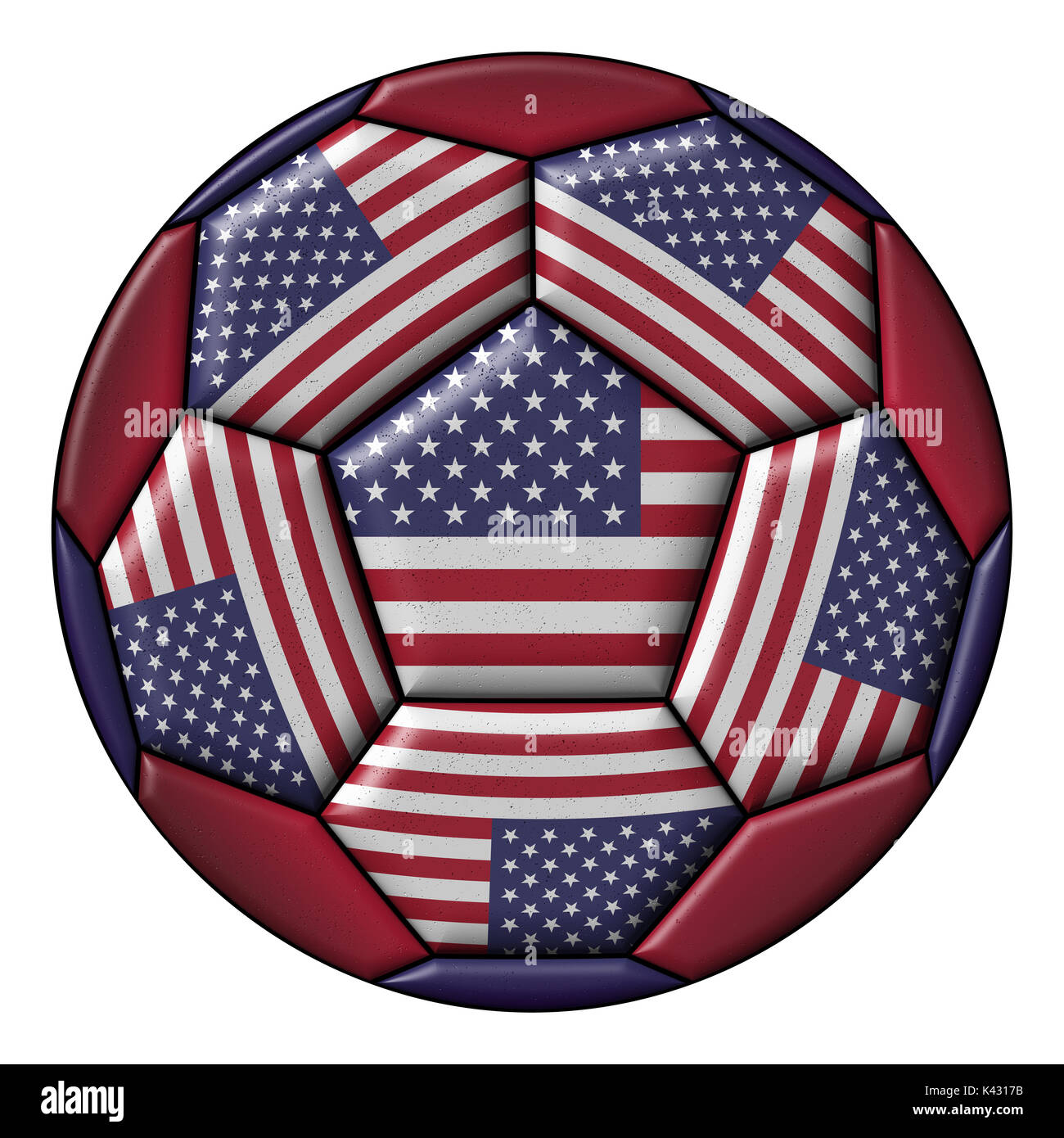 Fußball mit United Flaggenstaaten Stockfoto