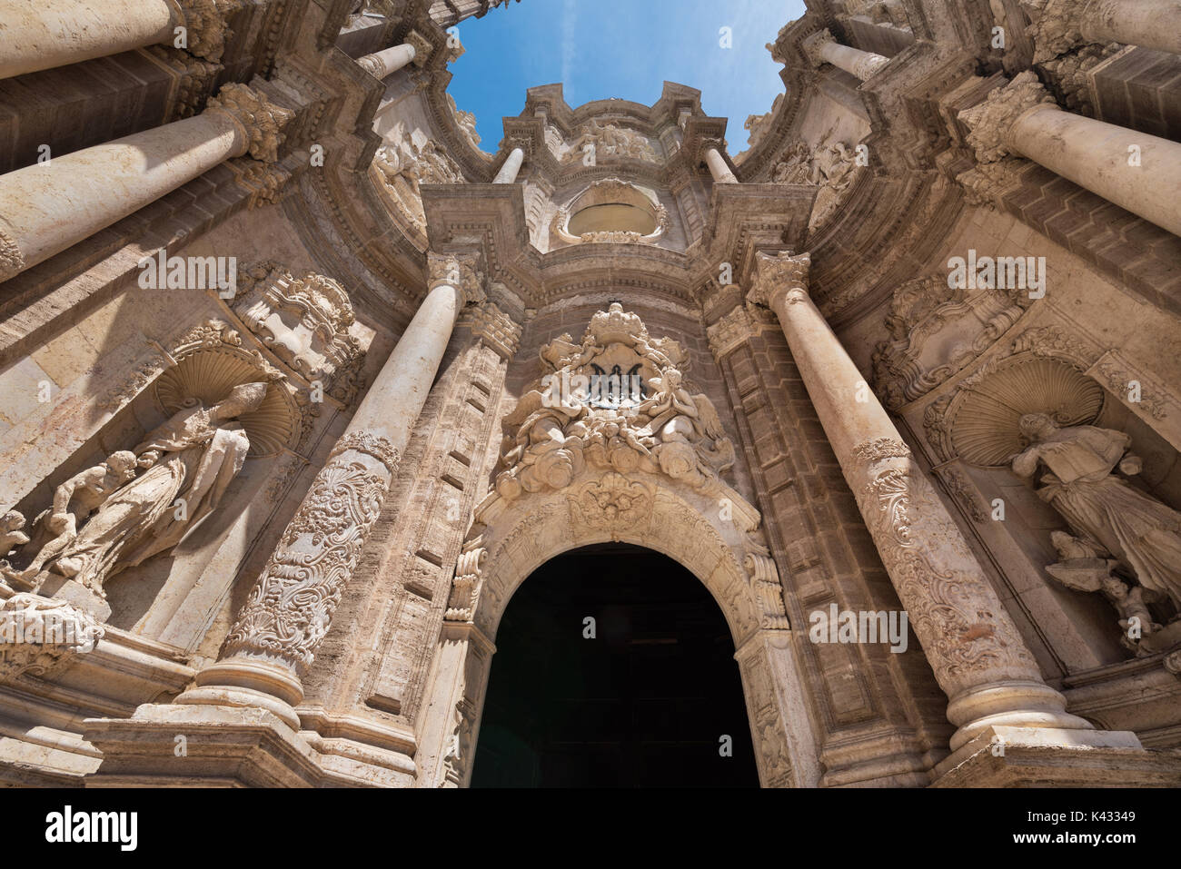 Fassade des berühmten Kathedrale von Valencia, Valencia, Spanien. Stockfoto