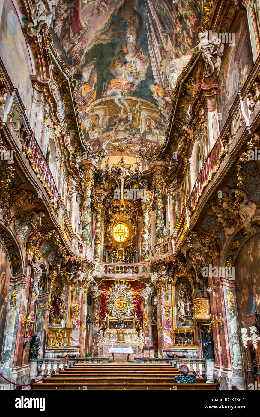 Innenansicht: Asamkirche oder Asamkirche, München, Bayern, Deutschland Stockfoto