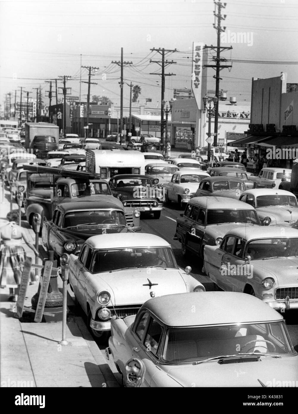 Verkehrsstaus Amerika 1950 s Stockfoto