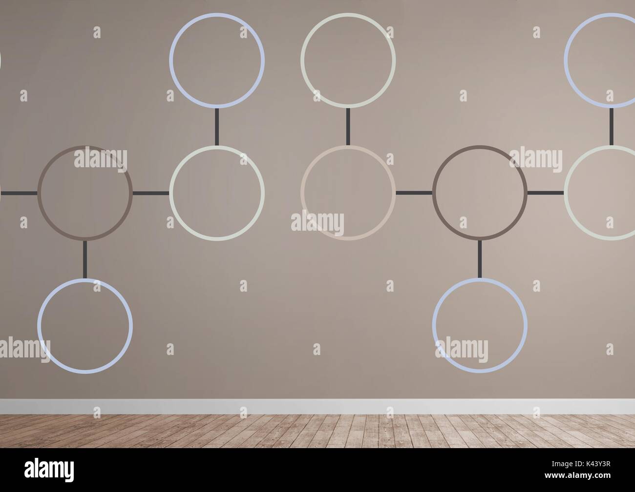 Digital composite von bunten Mind Map über Zimmer Hintergrund Stockfoto