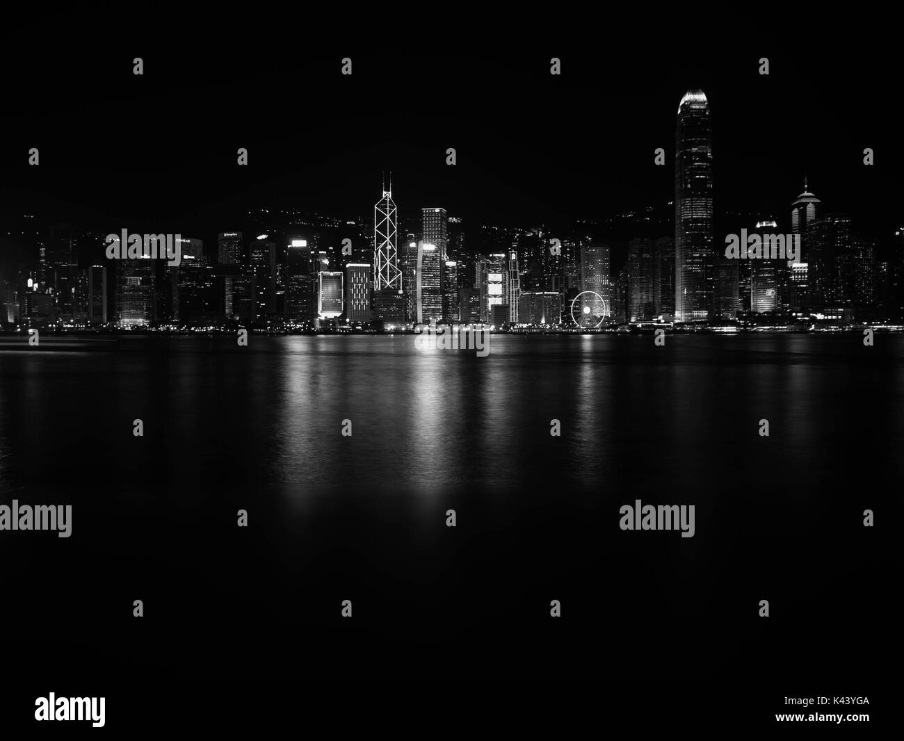 Hong Kong Skyline am Victoria Harbour. Stockfoto