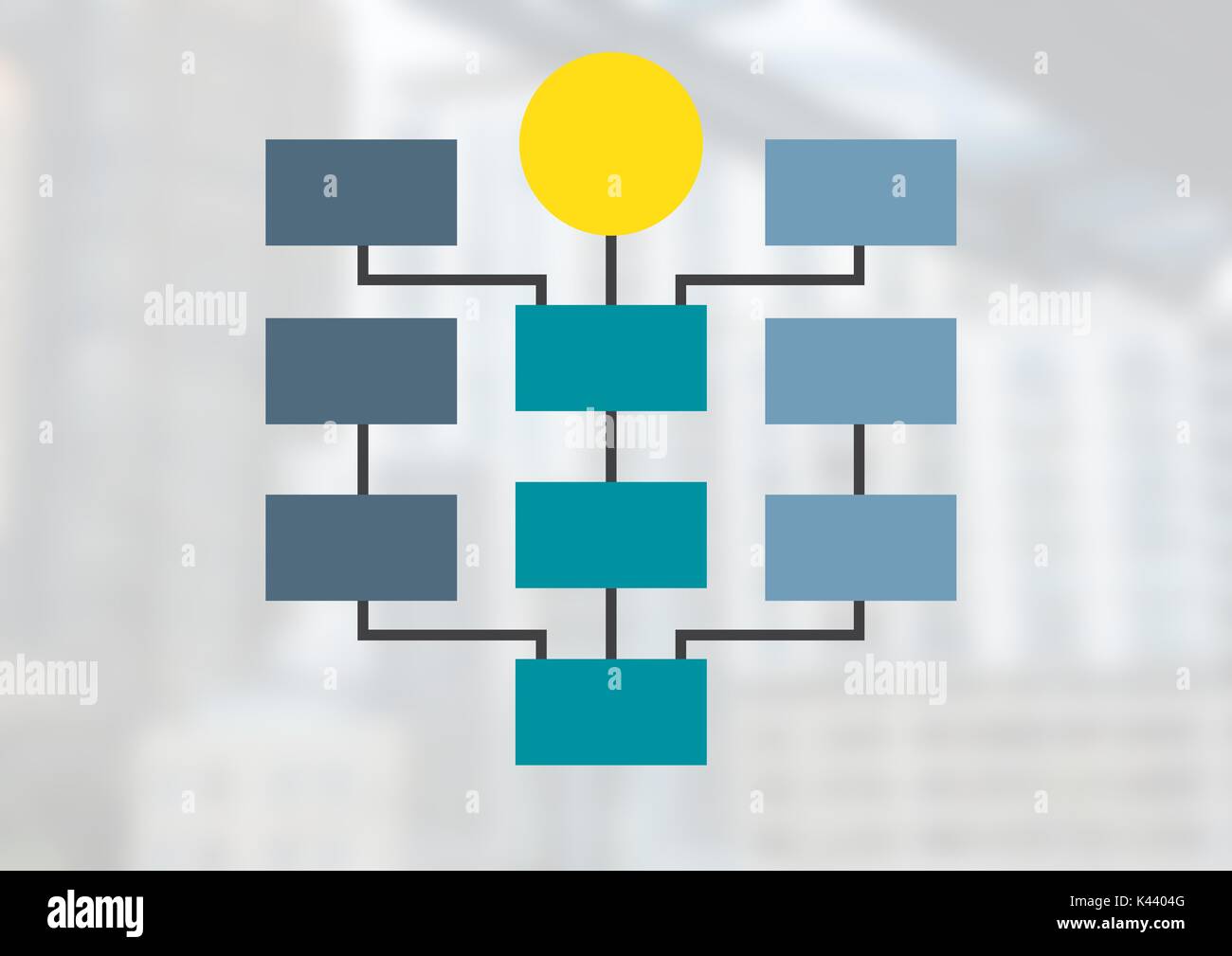 Digital composite von bunten Mind Map über hellen Hintergrund Stockfoto