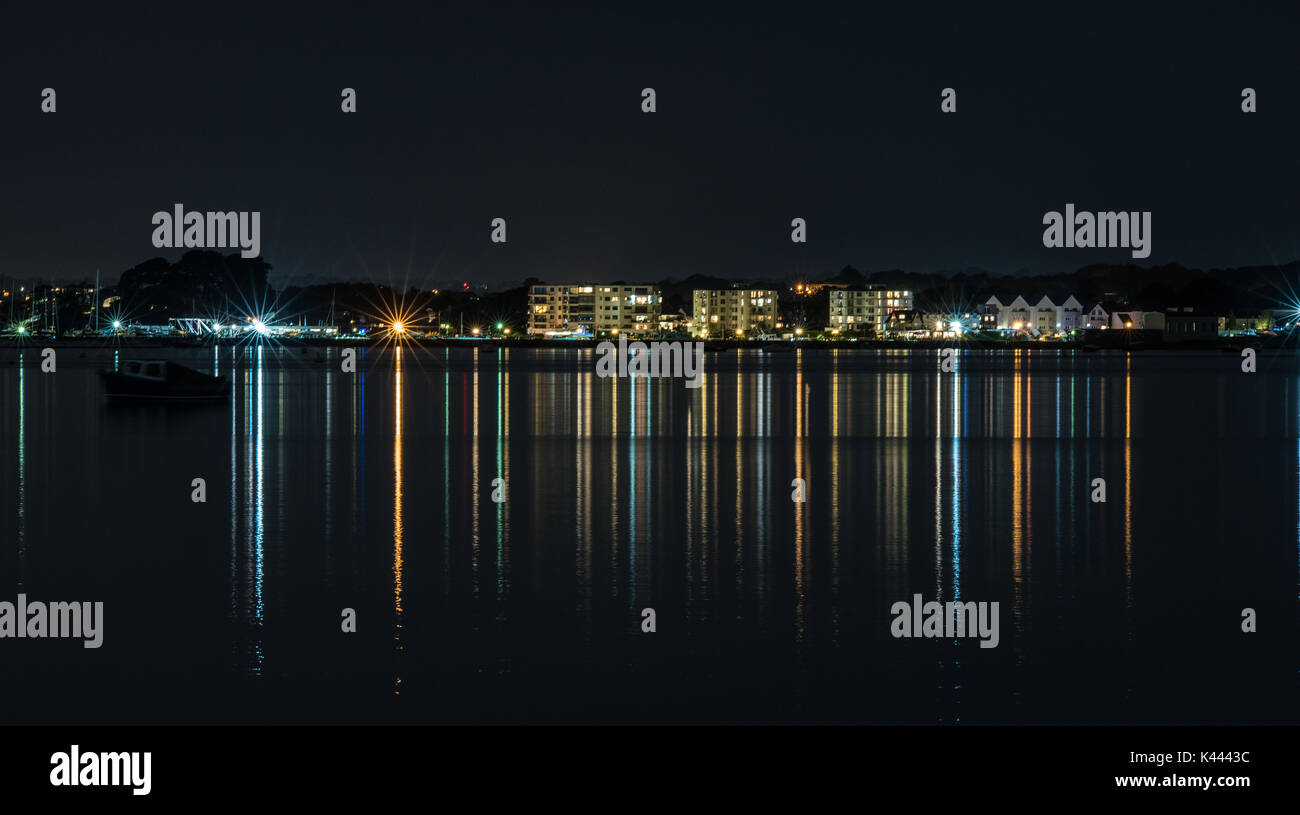 Poole Hafen bei Nacht Stockfoto