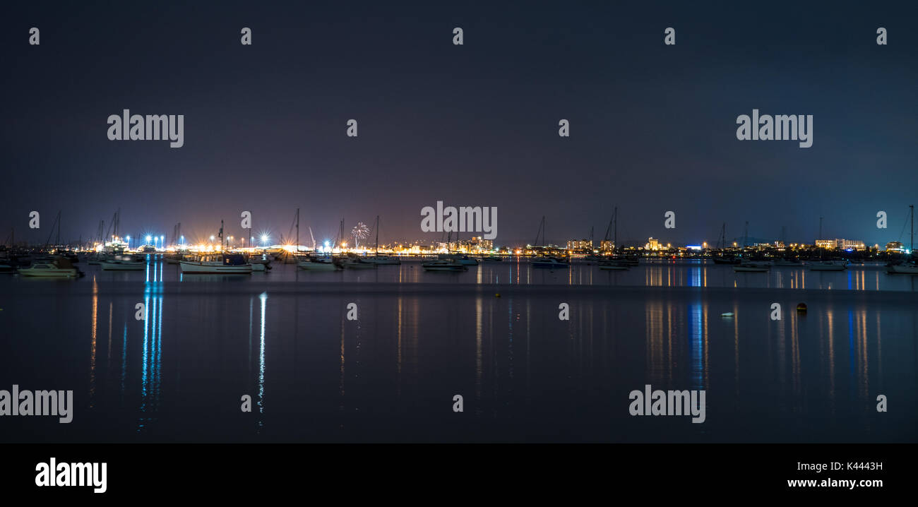 Poole Hafen bei Nacht Stockfoto