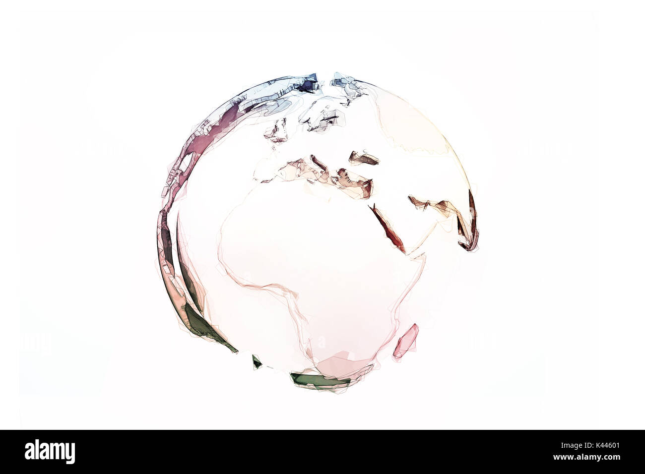 Kreative Welt Globus Polygon auf weißem Hintergrund Stockfoto
