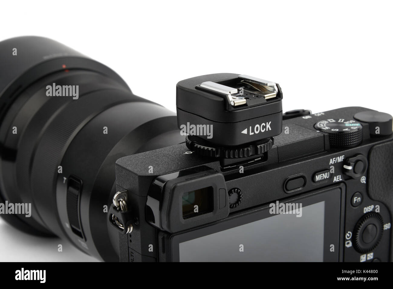 Hotshoe Adapter zum Konvertieren Kameragehäuse integrierten Anschluss auf andere Art Port. Stockfoto