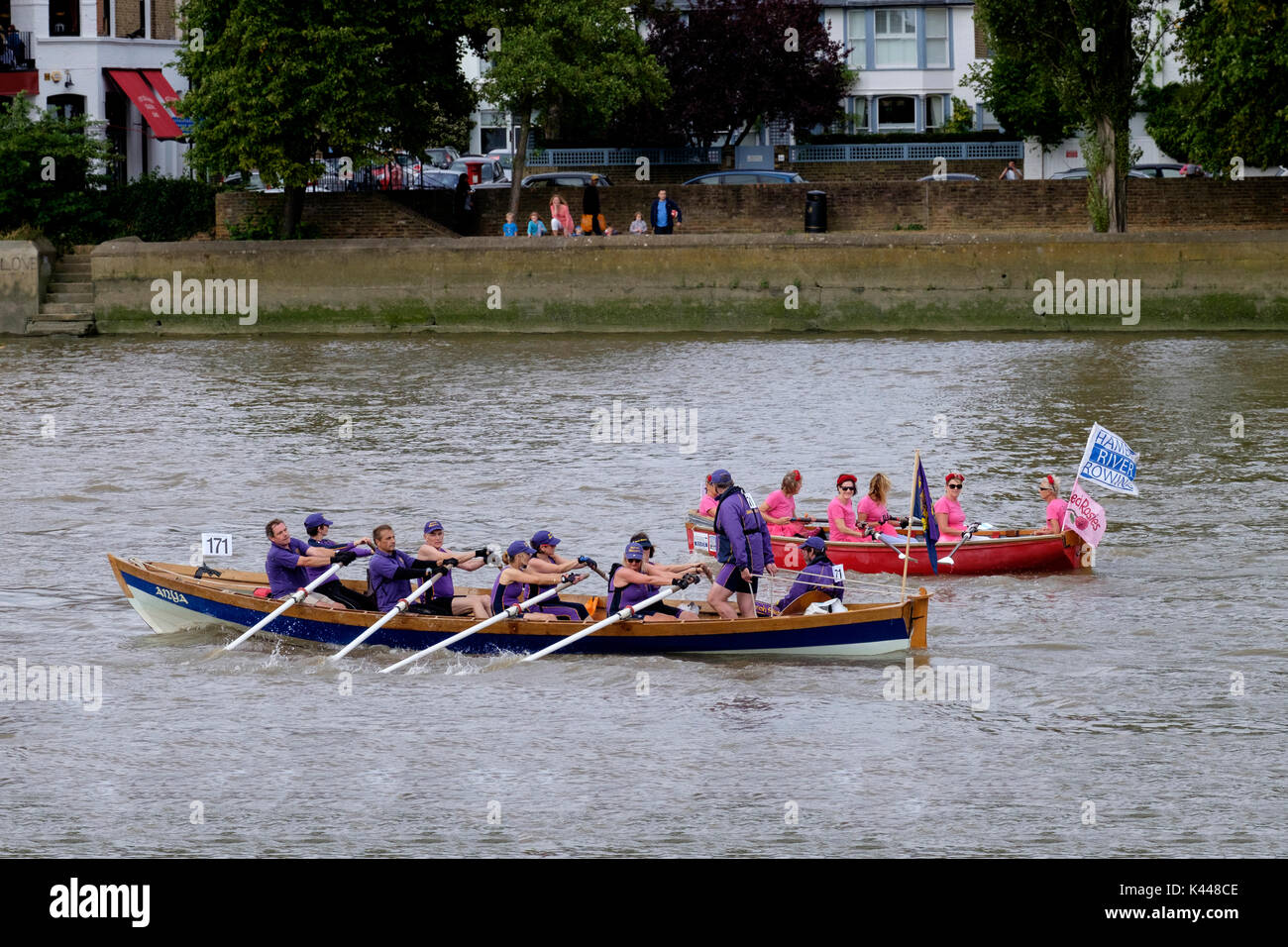 Das große Rennen jährliche Veranstaltung für Ruderboote auf der Themse Stockfoto