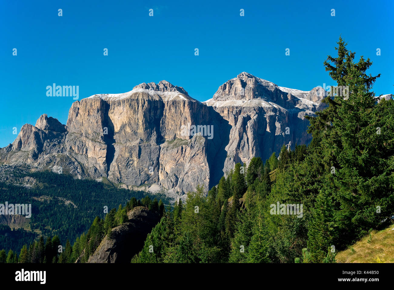 Europa, Italien, Trentino, Dolomiten, Fassatal. Sella Gruppe Stockfoto