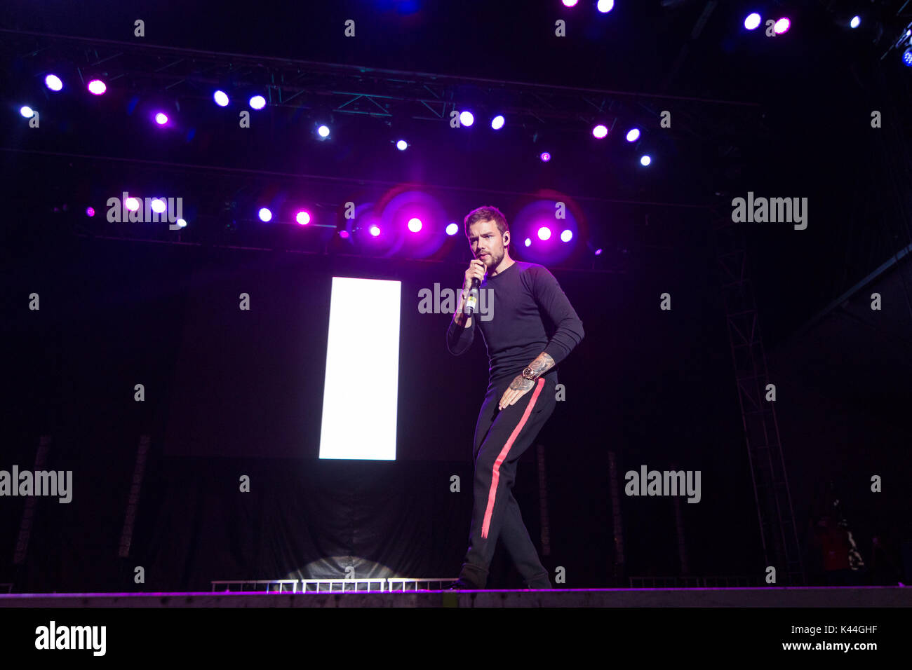 Vancouver, Kanada. 03 Sep, 2017. Vancouver, Kanada. 3. Sep 2017. Englischer Sänger Liam Payne von einer Richtung Ruhm durchführen am iHeartRadio Beach Ball an der PNE Amphitheater in Vancouver, BC, Kanada. Credit: Jamie Taylor/Alamy Leben Nachrichten. Stockfoto