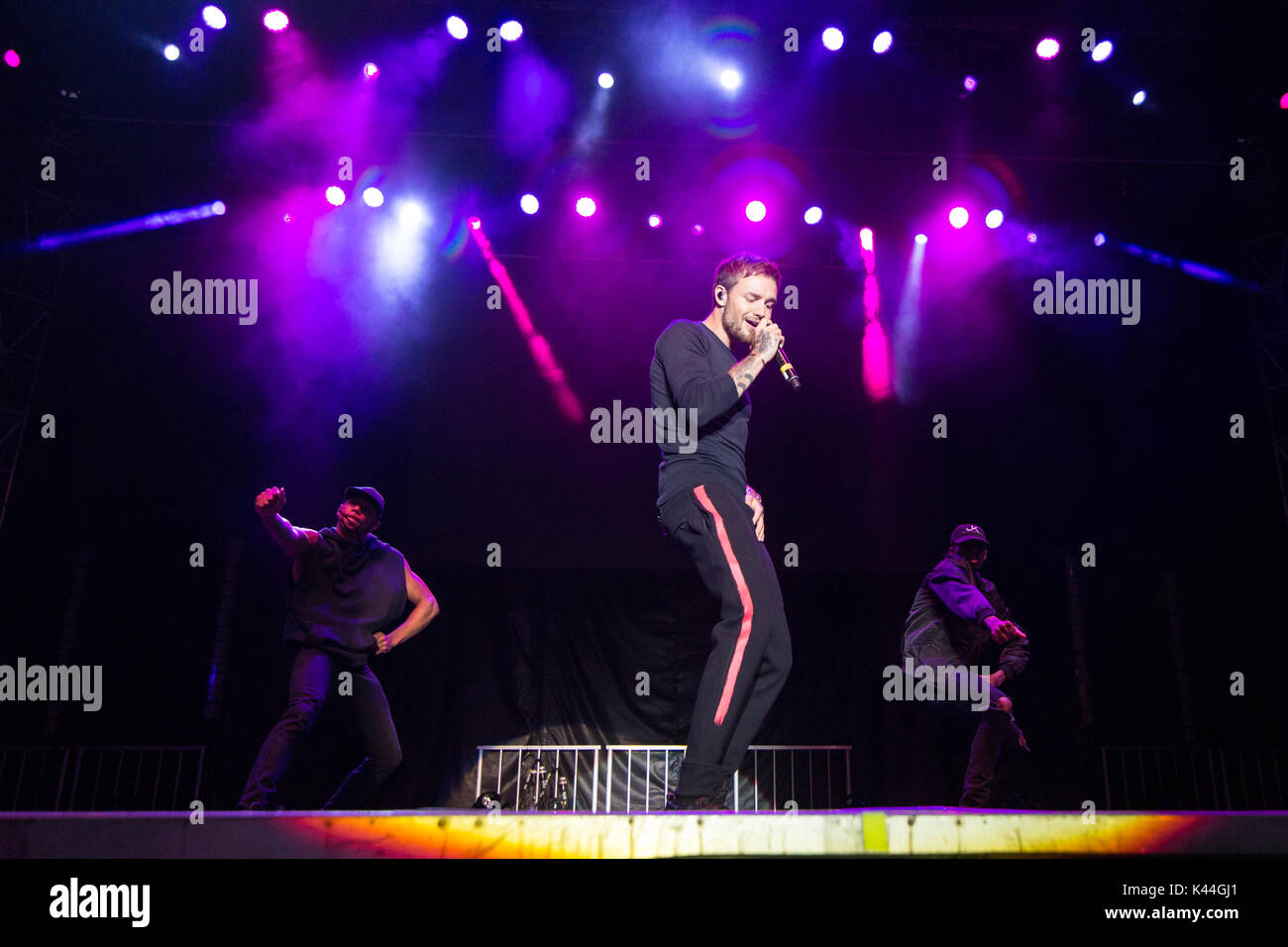 Vancouver, Kanada. 03 Sep, 2017. Vancouver, Kanada. 3. Sep 2017. Englischer Sänger Liam Payne von einer Richtung Ruhm durchführen am iHeartRadio Beach Ball an der PNE Amphitheater in Vancouver, BC, Kanada. Credit: Jamie Taylor/Alamy Leben Nachrichten. Stockfoto