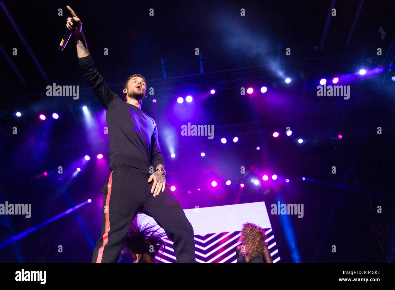 Vancouver, Kanada. 03 Sep, 2017. Vancouver, Kanada. 3. Sep 2017. Englischer Sänger Liam Payne von einer Richtung Ruhm durchführen am iHeartRadio Beach Ball an der PNE Amphitheater in Vancouver, BC, Kanada. Credit: Jamie Taylor/Alamy Leben Nachrichten. Stockfoto