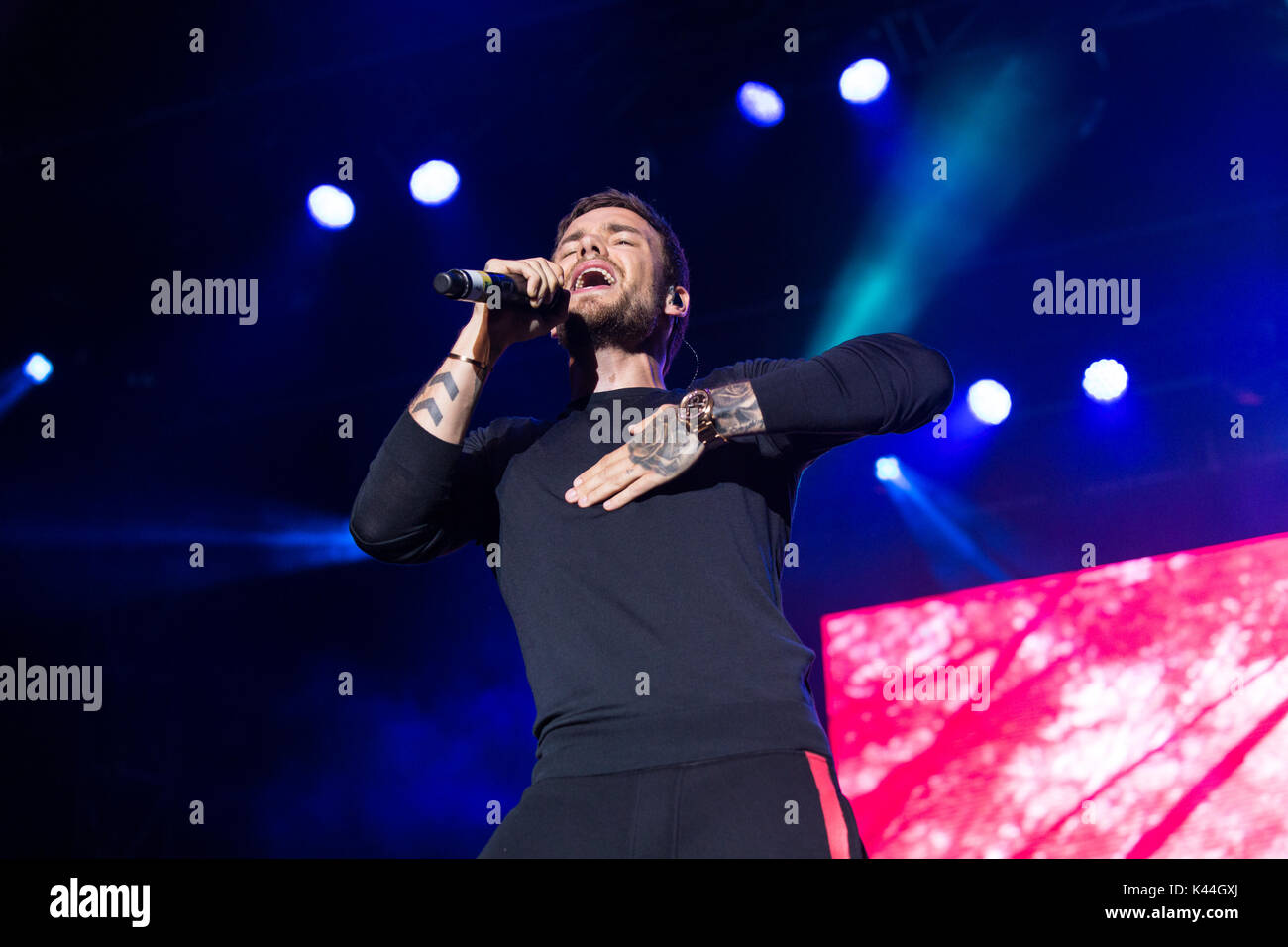 Vancouver, Kanada. 03 Sep, 2017. Vancouver, Kanada. 3. Sep 2017. Englischer Sänger Liam Payne von einer Richtung Ruhm durchführen am iHeartRadio Beach Ball an der PNE Amphitheater in Vancouver, BC, Kanada. Credit: Jamie Taylor/Alamy Leben Nachrichten. Stockfoto