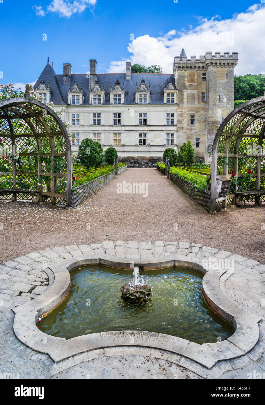 Frankreich, Indre-et-Loire, Château de Villandry, mit Blick auf den Grant Country House, für seine Renaissance Gärten bekannt Stockfoto