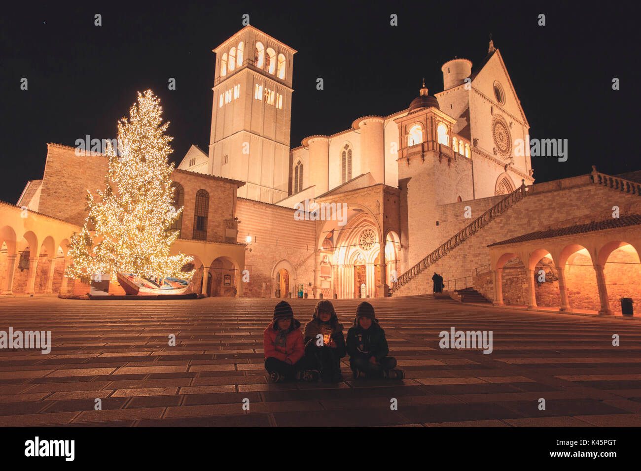 Gebiet von Europa, Italien, Perugia, Assisi. Assisi in der Weihnachtszeit Stockfoto