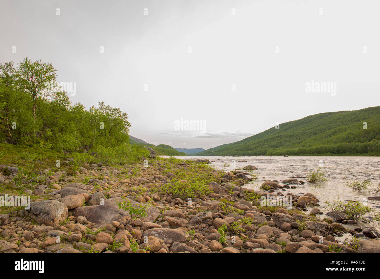 Tana River, Yläköngäs, Utsjoki, Lappland Stockfoto