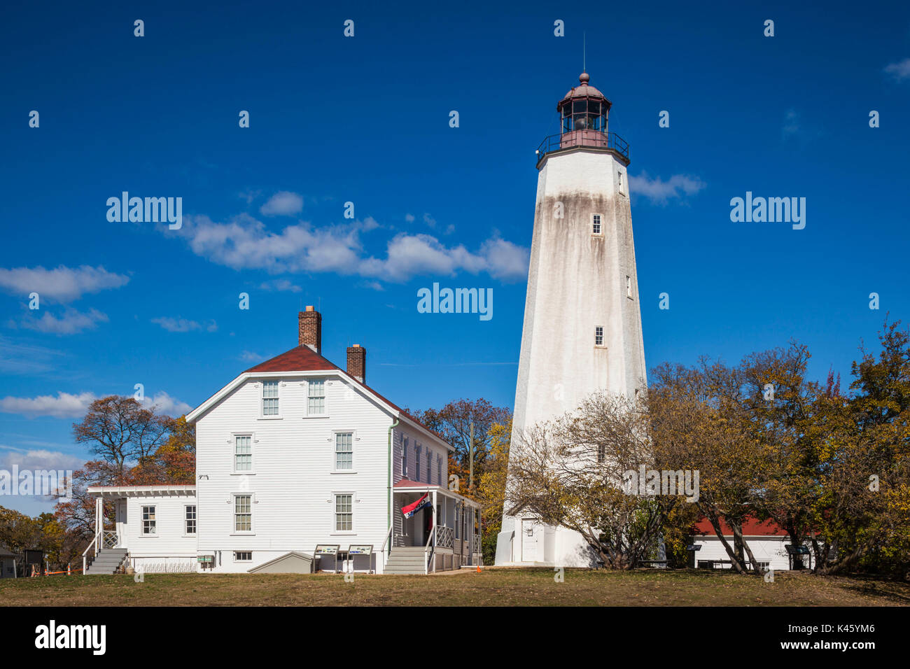 USA, New Jersey, Sandy Hook, Gateway National Recreation Area, Sandy Hook Lighthouse Stockfoto