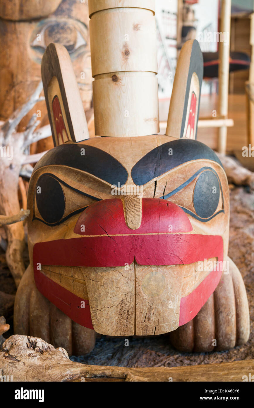 Kanada, Quebec, Hull-Gatineau, kanadischen Museum der Zivilisation, erste Nationen Totem Pole detail Stockfoto