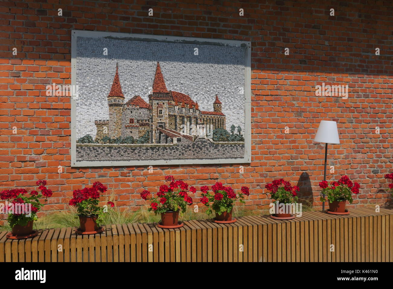 Bild aus Steinblöcken, zeigt die corvin Schloss in Hunedoara, Rumänien Stockfoto