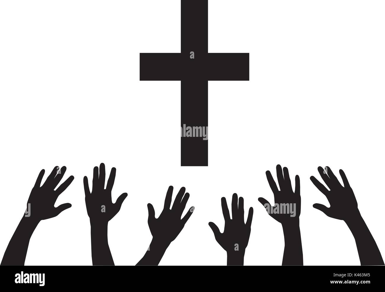 Vector Illustration der betende Hände und Kreuz. Stock Vektor