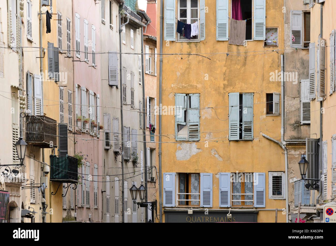 Alte Bürgerhäuser, Grasse, Frankreich Stockfoto