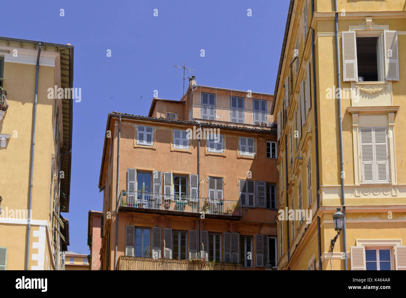 Alte Bürgerhäuser, Nizza, Frankreich Stockfoto