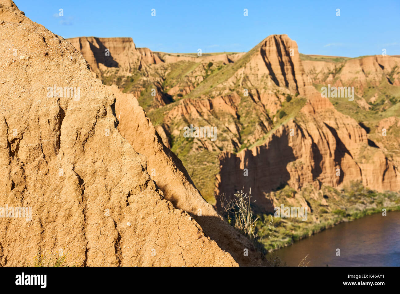 Barrancas de Burujon Burujon (Schluchten), Gullied-Landschaft. Toledo. Die Region Kastilien-La Mancha. Spanien Stockfoto