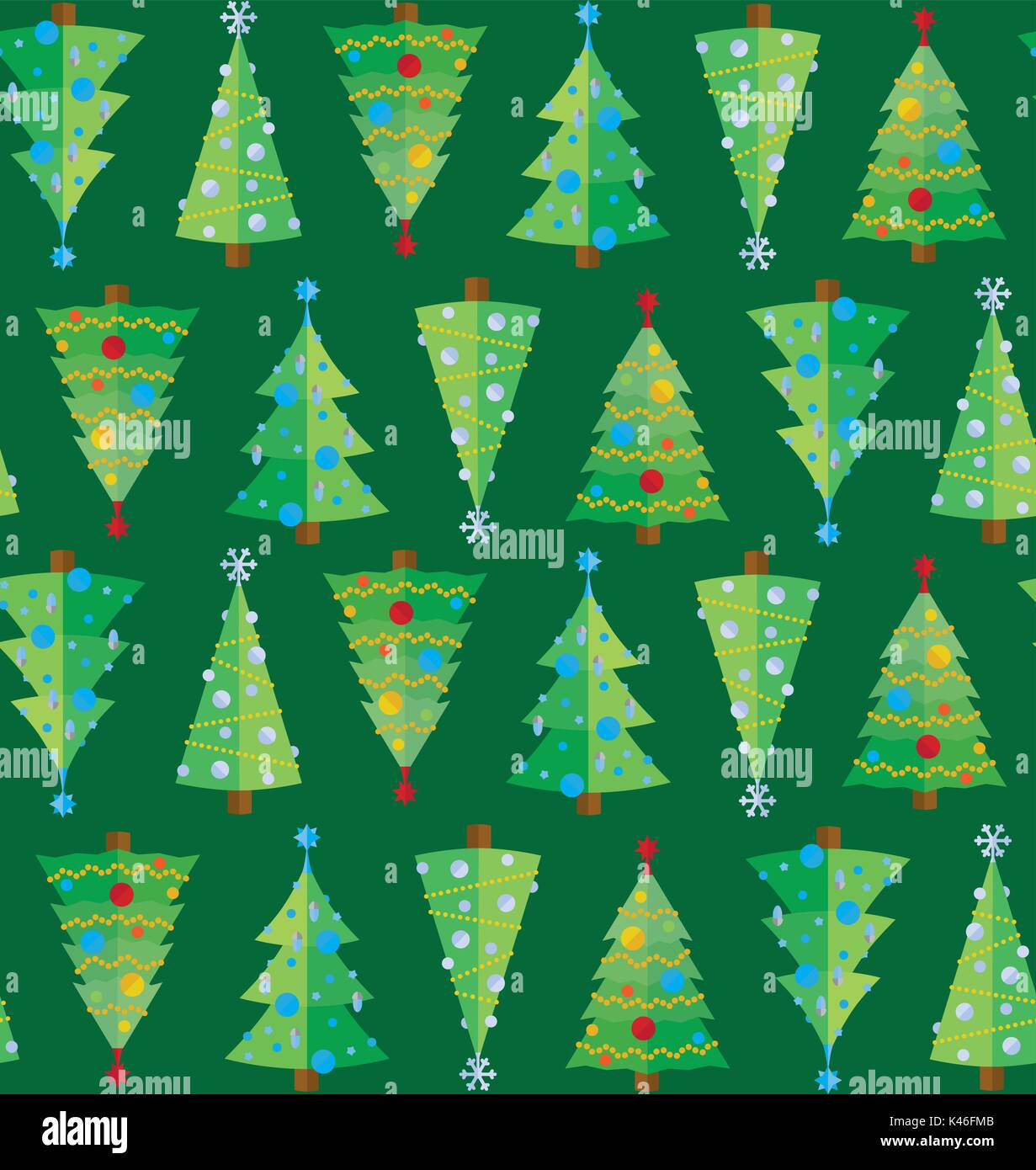 Nahtlose Muster mit unterschiedlichen geschmückten Weihnachtsbaum Stock Vektor