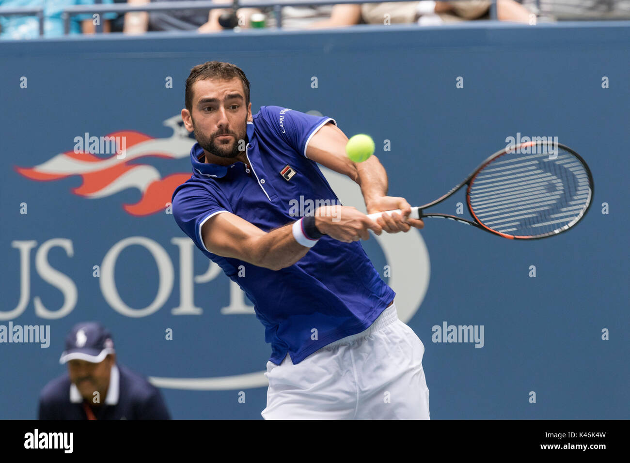 Marin Cilic (CRO) konkurrieren auf dem 2017 US Open Tennis Championships Stockfoto