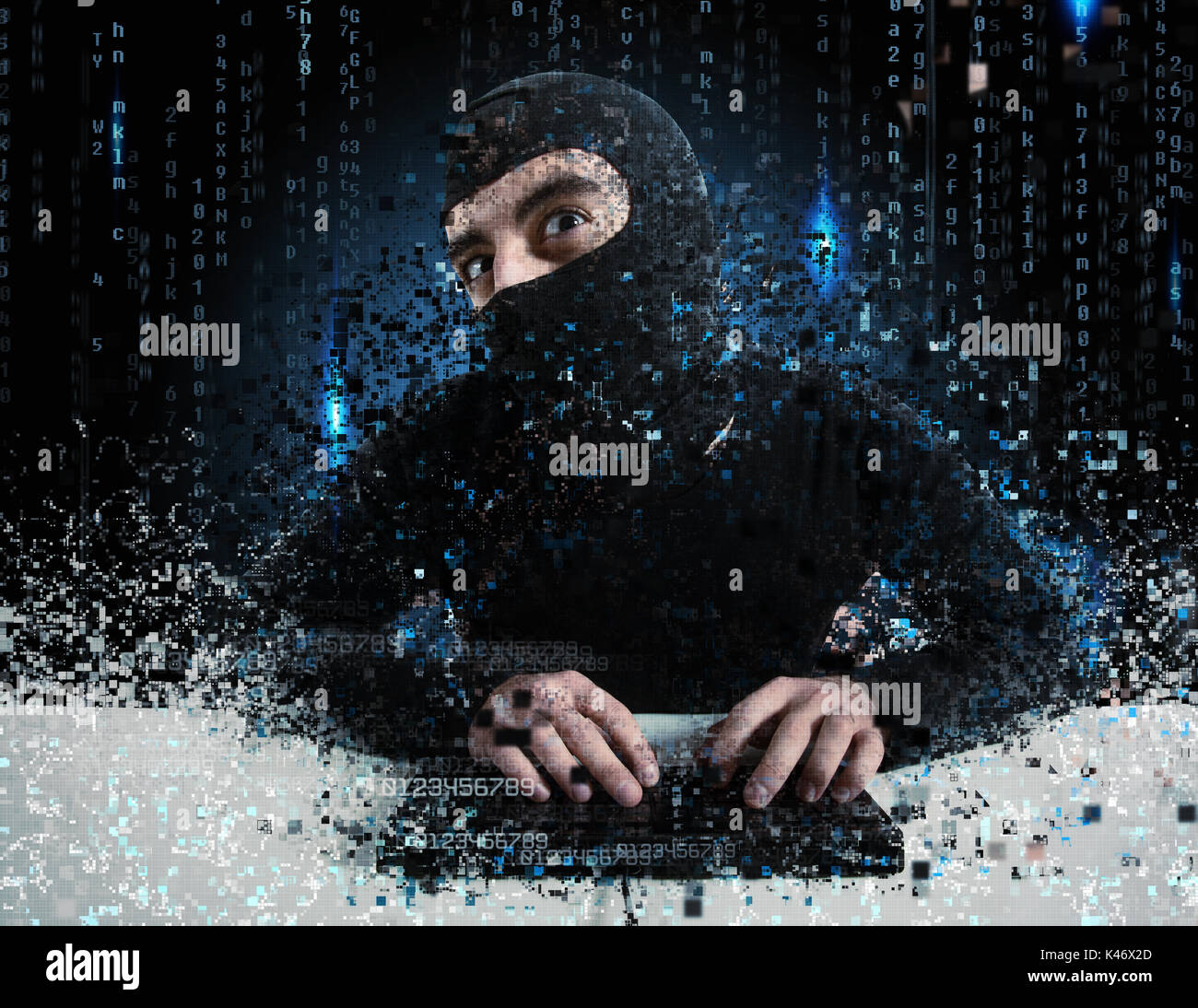 Hacker lesen Persönliche Informationen. Begriff der Privatsphäre und Sicherheit Stockfoto